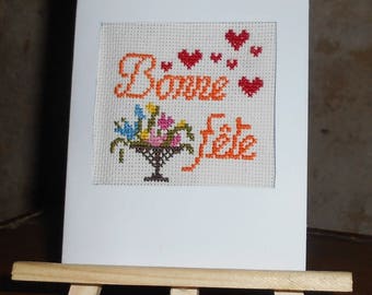 Card "Day" (embroidery on canvas)