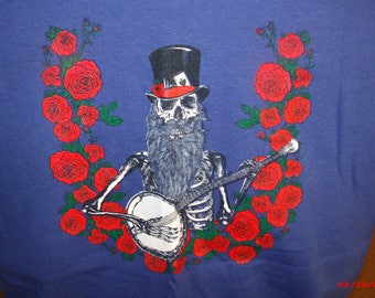 Jerry Garcia Acoustic Band/Grateful Dead Shirt. "Blue Yodel #9" Grateful Dead Shirt Skull and roses shirt