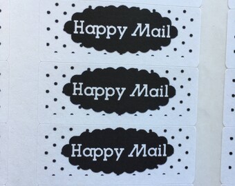 happy mail stickers, polka dot happy mail stickers, envelope decorations