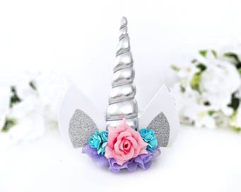 Silver Unicorn Headband Unicorn Hair Clip Unicorn Horn Unicorn Birthday Newborn Unicorn Photo Props Girl Birthday Outfit Squishy Cheeks
