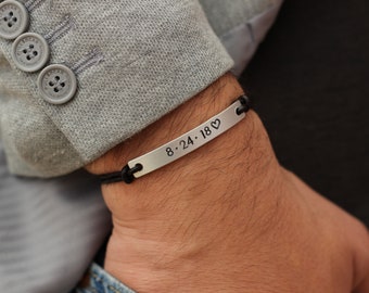 Custom Date Matching His Hers Bracelet, Couples Bracelet, Leather Bracelet for Couples, Couples Jewelry