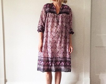 20% OFF SALE Vintage Metallic India Cotton Gauze Tunic Dress