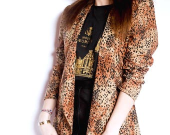 Vintage leopard print blazer jacket