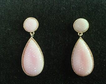 Vintage pink teardrop earrings
