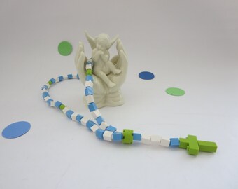 Catholic Rosary - Rosary made of Lego Bricks Light blue, White and Lime green