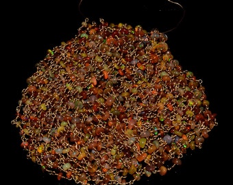 Ethiopian opal rondelle beads chain 12''