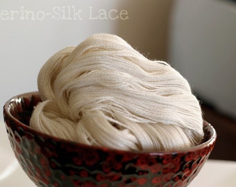 Undyed Yarn Merino and Silk Laceweight Yarn - 100g