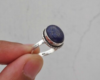 Lapis Lazuli ring,92.5% sterling silver ring, silver lapis ring,gemstone ring, 925 solid sterling silver ring, minimalist ring