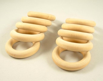 10 Wood Rings, Round - 2 1/2 inch Unfinished Wooden Rings for DIY