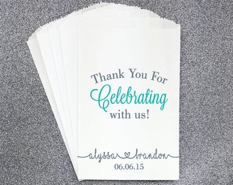 W17, Thank You for Celebrating, Wedding Candy Bag, Wedding Candy Buffet, Candy Favor Bag, Treat Bag, Kraft Bag, Personalized bag, Engagment