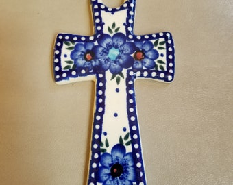 Vintage Polish Pottery Crucifix