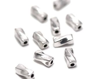 20 pearls "twisted tube" 9 x 5 mm, silver, 009 has