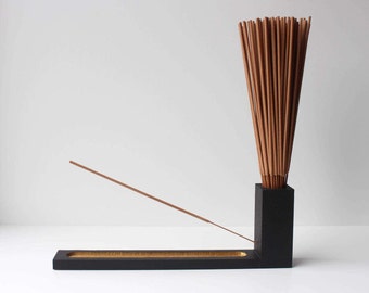 Handcrafted Chalkboard Incense Holder & Burner - Black/Gold