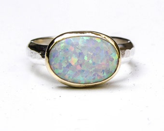 White Opal ring ,Solitaire ring, statement ring, Promise ring, Gift for her, valentines day gift, Anniversary gift, , Engagement Ring