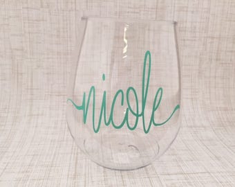 Personalized Stemless Wine Cup (plastic stemless wine cup)