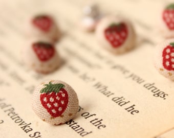 15 pieces 10mm Strawberry pattern Fabric Metal Buttons ,multi-colored buttons, Round Shirt Buttons,Buttons for child (200-12)