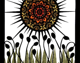 Sun Worship - 11 x 14 inch Cut Paper Art Print