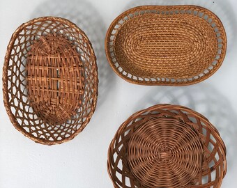 Set of 3 Vintage Woven Baskets