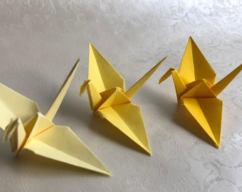 100 Origami Cranes - German Paper - Yellow