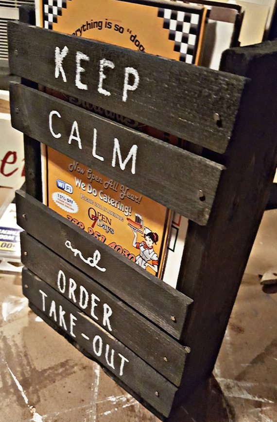 Rustic Take Out Menu Holder Keep Calm and Order Takeout