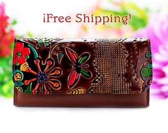 Wallets for Women, Long Wallet leather, Wallet, Handmade Women Wallet, Leather Wallet, Long Women Wallets