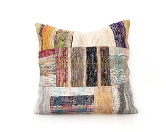 20''x20'' Patchwork Caput Multicolor Decorative Pillows Cotton Cushion Cover Ethnic pillow Tribal Pillow Floor Pillow Throw Pillow