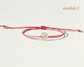 925 SILVER Initial cord bracelet Personalized Initial bracelet Letter bracelet Mothers day gift for mom gift for sister gift for bestfriend