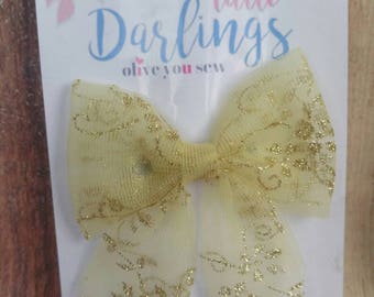 SALE! 30% OFF**Sailor Hair bow, Toddler hair bow, Baby hair bow, Teen hair bow, Girl Hair bow- gold glitter