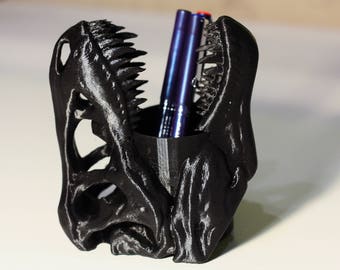 Pen cup | Pencil cup | t-rex pen pot | t-rex Skull | pen holder for desk | brush holder | desk pen holder | pen stand | pen accessory