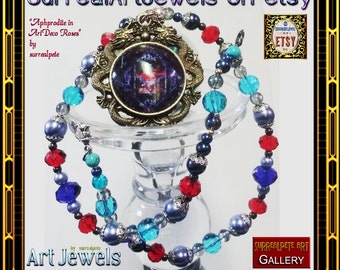 Unique Art Jewel Necklace : Handmade Jewelry - large 30mm pendant