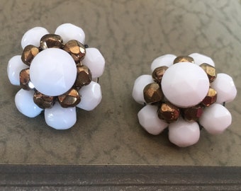 Vintage German Glass Bead Earrings, Clip-on Style