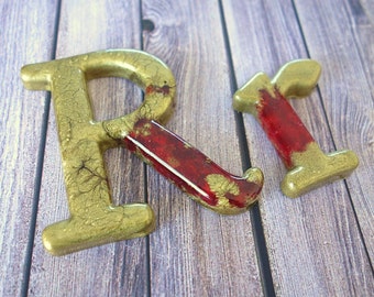 Decorative Letter R Wall Decor. Handmade Resin Letter, Gold Letter, Alphabet Letter, Wall Letter, Letter Monogram, Hanging Letter Art.