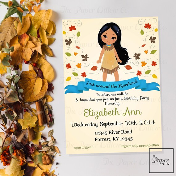 Pocahontas Birthday-Printable Invitation-Print