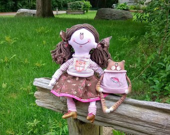 Cat lover gift Kitty doll Cat decor Art doll Cat lover doll Primitive cat doll Funnu cat gift Cat lady gift Cat lovers Mothers day gift
