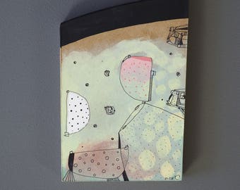 Hardboard placemats, painting, art brut