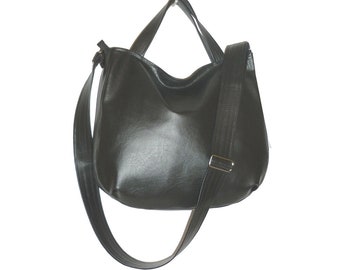 black crossbody bag, black hobo bag, black vegan crossbody bag, black vegan hobo bag, black faux leather crossbody bag, black crossbody tote