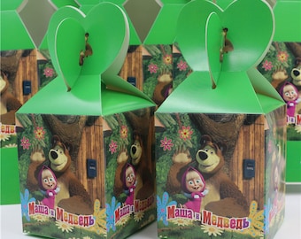 33 pcs/lot masha and bear candy box decor party lovely loading gift for kids happy birthday party decoration supplies child favor
