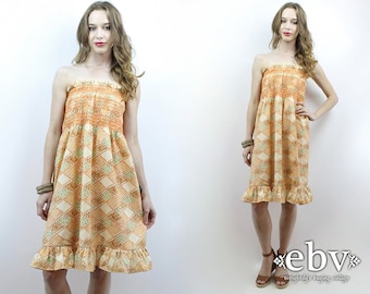 Hippie Dress Hippy Dress Patchwork Dress Festival Dress Boho Dress 70s Dress Summer Dress Vintage 70s Mini Festival Dress Tube Dress XS S