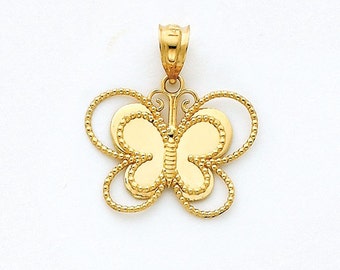 14K Mirrored Butterfly Pendant, Butterfly Pendant, Butterfly Jewelry, Gold Butterfly, Gold Pendant, Butterfly, Gold Jewelry