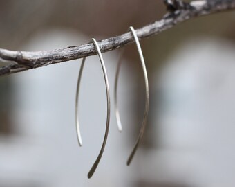 Silver Hoops, Threader Earrings, Sterling Silver Earrings, Open Hoop Earrings, Silver Earrings, Simple Silver Earrings, Minimalist jewelry,