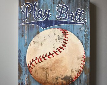 Baseball Art, Sports Nursery Canvas Art , Baseball Nursery Decor, Baby Boys Room Sports Art Print