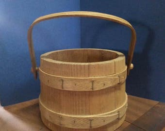 Firkin. Wooden pail. Wooden bucket. Sugar bucket.