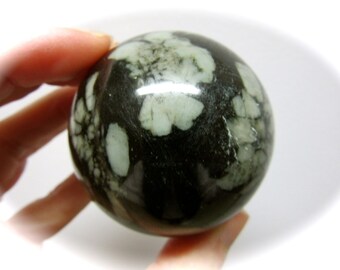 Chrysanthemum Stone Carved Crystal Sphere 50mm 207g