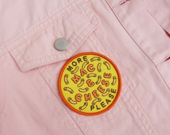 Mac & Cheese Embroidered Iron On Patch - Yellow - Macaroni - Mac n Cheese - Cheese Lover - Carb Lover - Gift