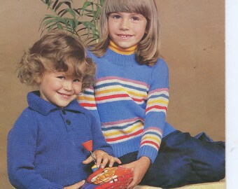 Patons Childrens Knitting Book No 609 Vintage 1970's - Family 8 Ply