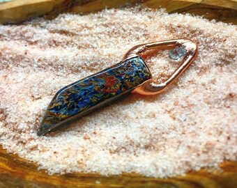 Pietersite and Herkimer Diamond Copper Electroformed Pendant *FREE SHIPPING*