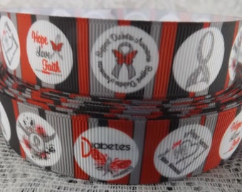 Diabetes Ribbon 7/8 grosgrain ribbon Diabetes Ribbon diabetes awareness ribbon
