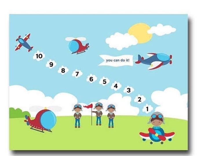 Sale Airplane Reward Chart - Reward System - Potty Training - Preschool learning - Bedtime Routine - Instant Download