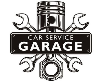 Mechanic Logo #3 Piston Wrench Crossed Engine Car Auto Motorcycle Biker Bike Garage Repair Service Shop .SVG .EPS .PNG Vector Cut Cutting