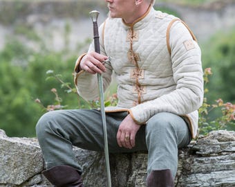 Men's Medieval Canvas Gambeson; Knight's Gambeson; Linen and Canvas Pourpoint